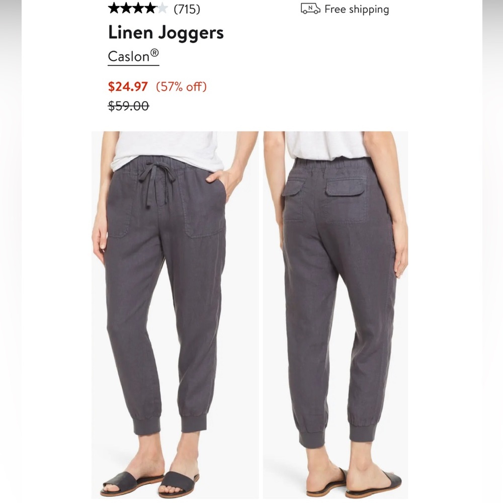Grey Ebony Caslon Linen Joggers. EUC. XL. **sold out in stores & online**